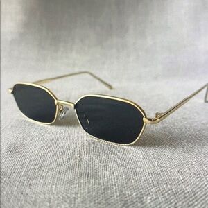 Gold Frame Sunglasses with Black Lenses